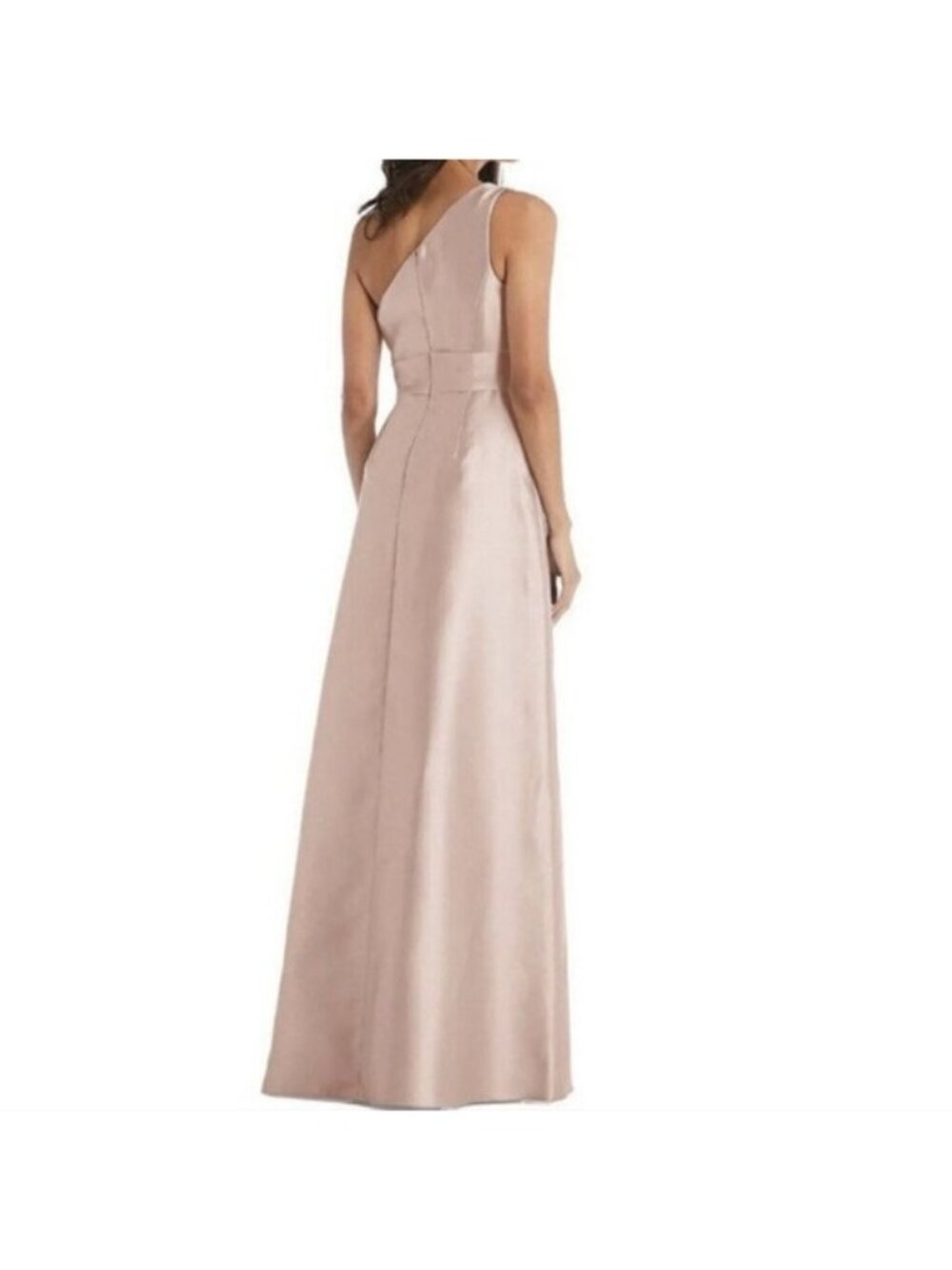 Alfred Sung Satin Twill One Shoulder Formal Gown Size 14 New Bridesmaid Party - Picture 3 of 10